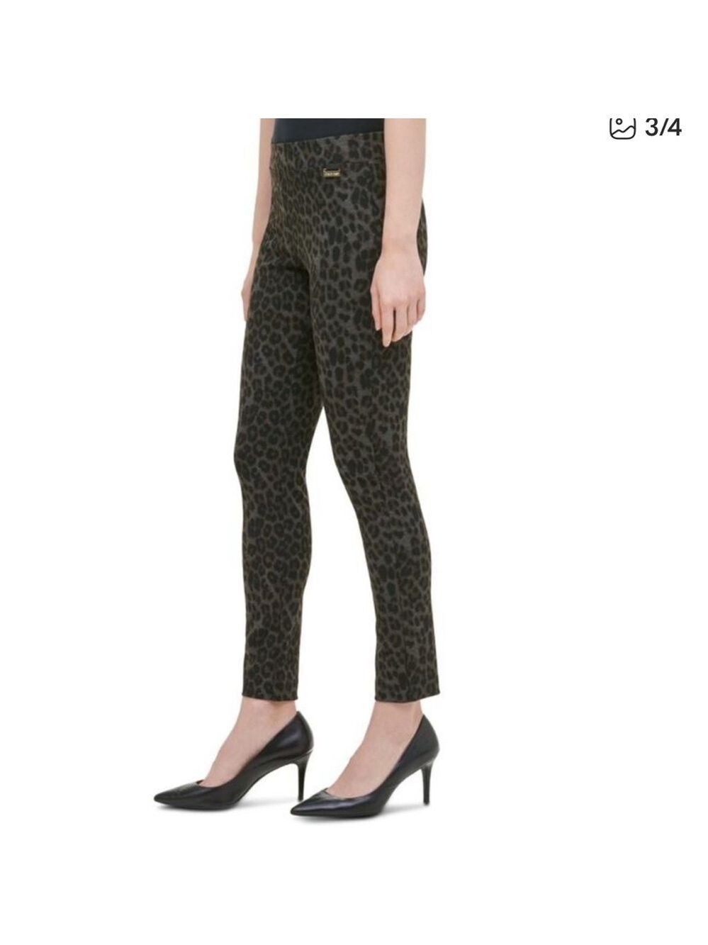 Calvin Klein Black Leopard Print Leggings. Sz L